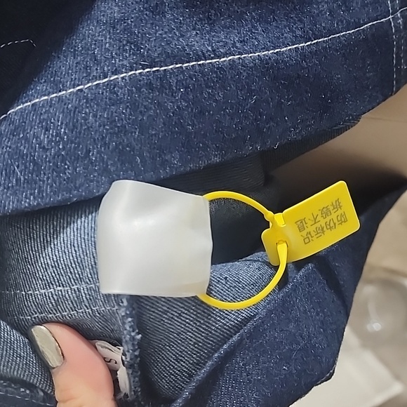 RARE DARK BLUE BOW DENIM JEAN DRESS W SILVER CHAINS MINI DRESS HEART FLOWER BOW - Picture 5 of 8